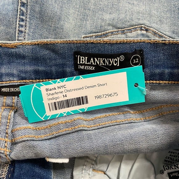 Blank NYC Sharlene Distressed Denim Shorts 14 NWT - Picture 3 of 7